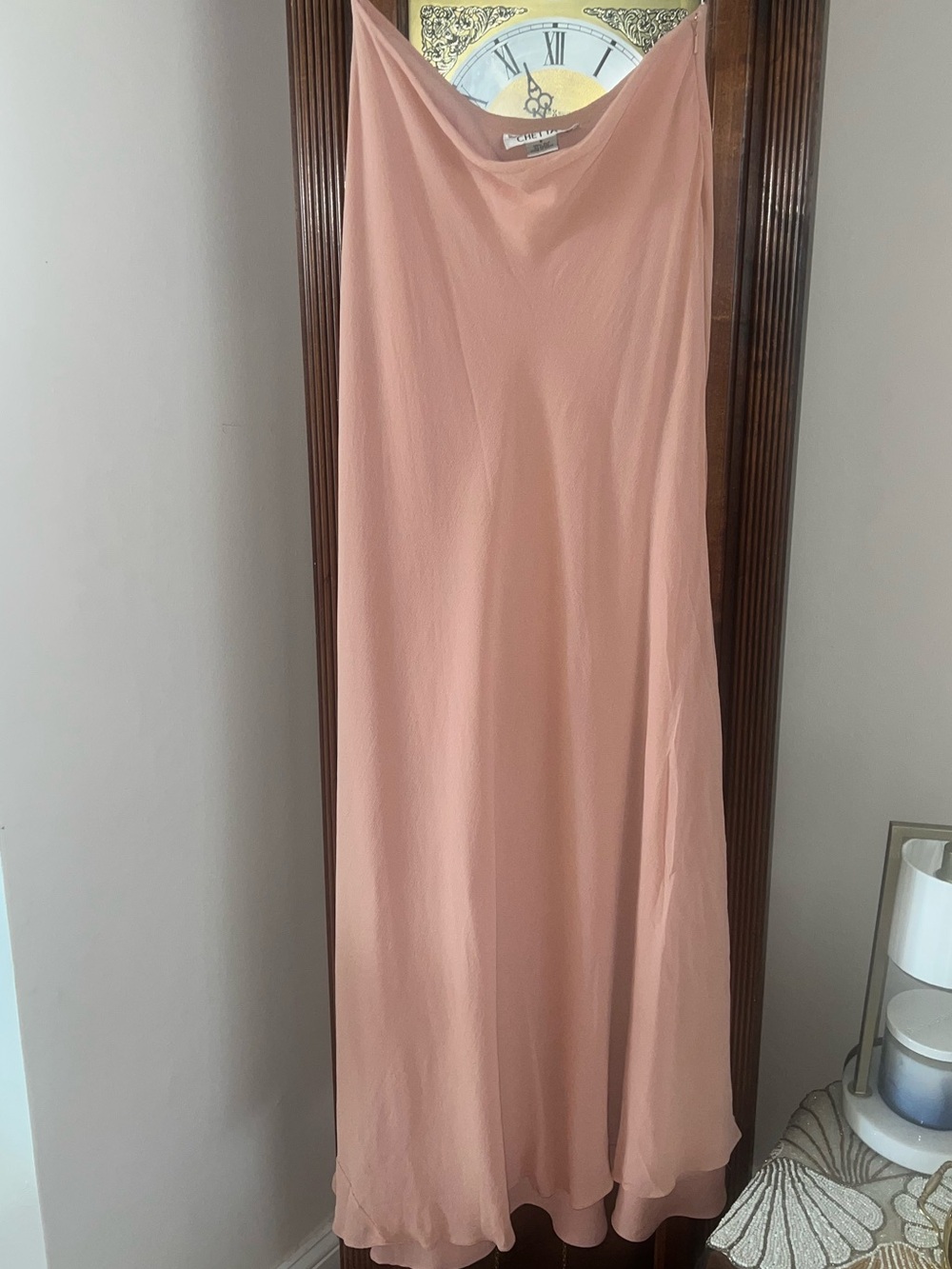 Chetta B Maxi Skirt side zip 100% silk - Dusty Rose Sz 8